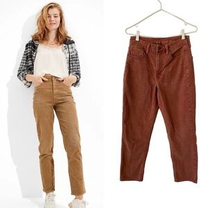 American Eagle Stretch Corduroy Mom Straight Pant Blush Pink size 6